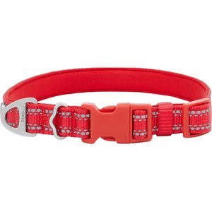 Frisco Outdoor Nylon Reflective Comfort Padded Dog Collar, Sunset Orange, Extra Small, Neck: 8-12-in, Width: 5/8th-in