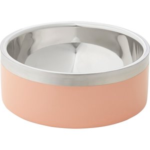 FriscoTwo-Toned Insulated Non-Skid Stainless Steel Dog & Cat Bowl, Peach, 4-Cup