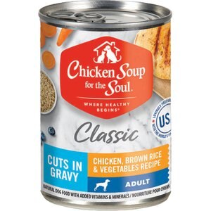 Chicken Soup Classic Cuts in Gravy Chicken, Brown Rice & Vegtables Recipe Adult Dog Food, 13-oz can, case of 12
