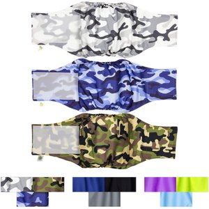 Pet Magasin Washable Belly Nappies Male Dog Wraps, Camo, Small: 13 to 15-in waist, 3 count