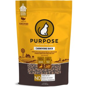 Purpose Carnivore Duck Freeze-Dried Grain-Free Raw Cat Food, 9-oz bag