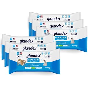 Vetnique Labs Glandex Wipes Cleansing & Deodorizing Anal Gland Hygienic Rear End Dog & Cat Wipes, 100 count, case of 6