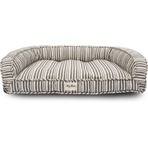 Harry Barker Market Stripe Lounger Bolster Dog Bed w/Removable Cover, Medium