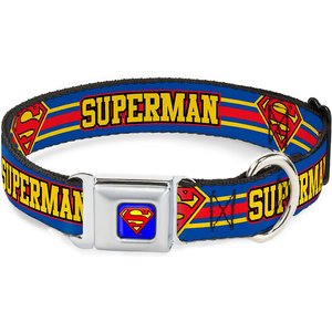 Buckle-Down Superman Polyester Dog Collar, Medium: 11 to 17-in neck, 1-in wide