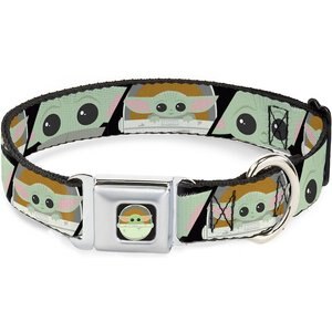 Buckle-Down Star Wars Baby Yoda the Child Chibi Pod Face Blocks Polyester Dog Collar, Large Wide: 18 to 32-in neck, 1.5-in wide