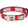Buckle-Down Marvel Red Brick Logo Polyester Dog Collar, Medium: 11 to 17-in neck, 1-in wide