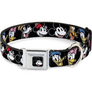 Buckle-Down Mickey Mouse Smiling Face Polyester Dog Collar, Medium: 11 to 17-in neck, 1-in wide