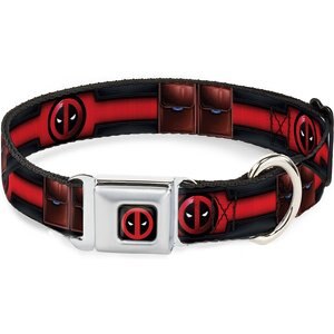 Buckle-Down Marvel Deadpool Polyester Dog Collar, Small: 9 to 15-in neck, 1-in wide