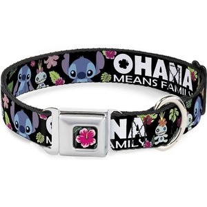 Buckle-Down Lilo & Stitch Hibiscus Flower Polyester Dog Collar, Medium Wide: 16 to 23-in neck, 1.5-in wide