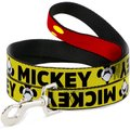 Buckle-Down Mickey Smiling Polyester Standard Dog Leash, Small: 4-ft long, 1-in wide