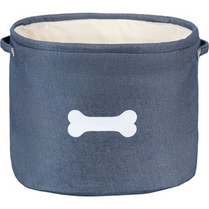Park Life Designs Capri Cotton Dog & Cat Toy Storage Basket, Blue