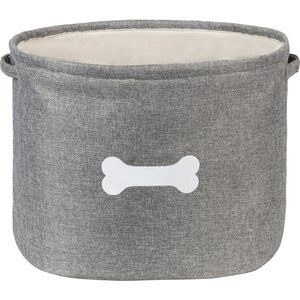 Park Life Designs Capri Cotton Dog & Cat Toy Storage Basket, Gray