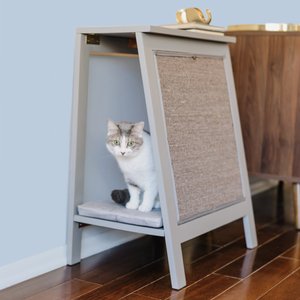 The Refined Feline A-Frame Covered Cat Bed, Smoke