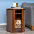 The Refined Feline Purrrrfect Cat Bed & End Table, Mahogany