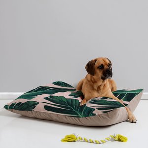 Deny Designs Pillow Cat & Dog Bed w/ Removable Cover, Tropical Banana Leaves