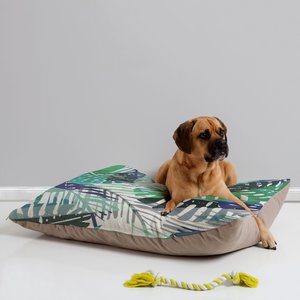 Deny Designs Pillow Cat & Dog Bed w/ Removable Cover, Palm Leaves Aqua
