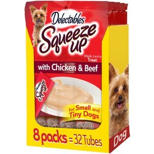 Hartz Delectables Squeeze Up Chicken & Beef Dog Lickable Treats, 0.5-oz pouch, case of 32