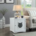 Sweet Barks Wooden Side Table Cat Litter Box Enclosure, White