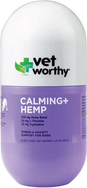 Vet Worthy Calming + Hemp Soft Chews Dog Supplement, 30 count slide 1 of 1