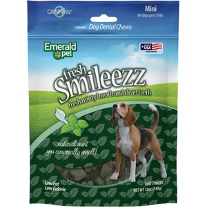 Emerald Pet Fresh Smileezz Mini Grain-Free Dental Dog Treats, 160 count