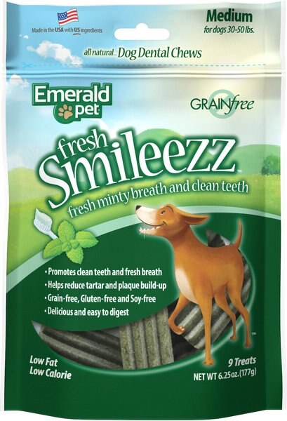 Emerald Pet Fresh Smileezz Medium Grain-Free Dental Dog Treats, 9 count slide 1 of 3