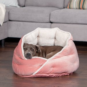 FurHaven Calming Hug Bolster Cat & Dog Bed, Soft Pink, Medium