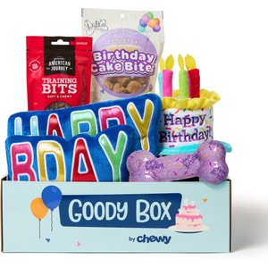Goody Box Birthday Dog Toys, Treats, & Bandana, Medium/Large