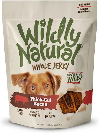 Wildly Natural Whole Jerky Thick Cut Bacon Grain-Free Dog Treats, 12-oz bag slide 1 of 6