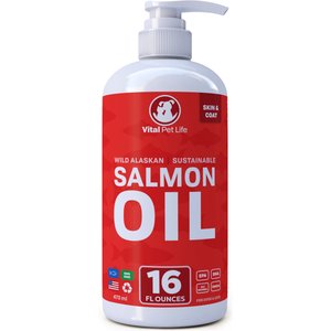 Vital Pet Life Wild Alaskan Salmon Oil Skin & Coat Health Liquid Cat & Dog Supplement, 16-oz bottle
