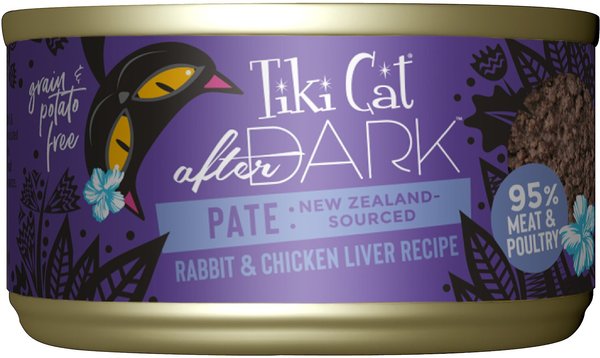 Tiki Cat After Dark Pate Rabbit & Chicken Liver Recipe Wet Cat Food, 3-oz, case of 12 slide 1 of 9