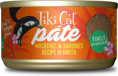 Tiki Cat Pate Mackerel & Sardines Recipe in Broth Wet Cat Food, 2.8-oz, case of 12, slide 1 of 1