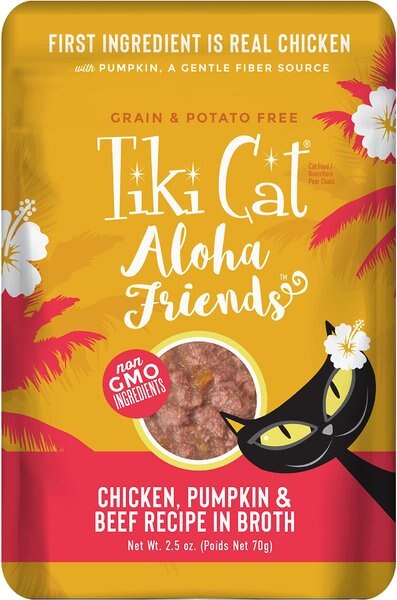 Tiki Cat Aloha Friends Chicken, Pumpkin & Beef Recipe in Broth Grain-Free Wet Cat Food, 2.5-oz, case of 12 slide 1 of 8
