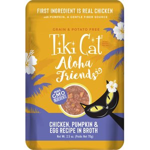 Tiki Cat Aloha Friends Chicken, Pumpkin & Egg Recipe in Broth Grain-Free Wet Cat Food, 2.5-oz, case of 12