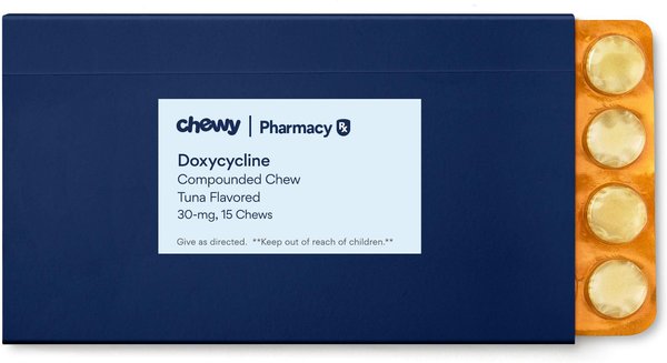 Doxycycline Hyclate Compounded Chew Tuna Flavored for Cats, 30-mg, 15 Chews slide 1 of 8
