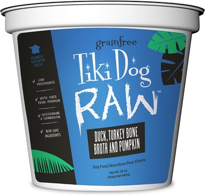 Tiki Dog Raw Duck, Turkey Bone Broth & Pumpkin Grain-Free Puree Frozen Dog Food, 24-oz tub, case of 3, slide 1 of 1