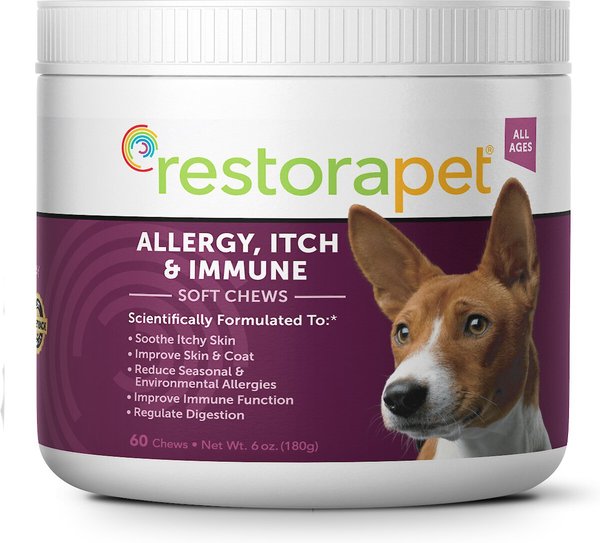 RestoraPet Allergy, Itch & Immune Support Soft Chews Dog Supplement, 60 count slide 1 of 7