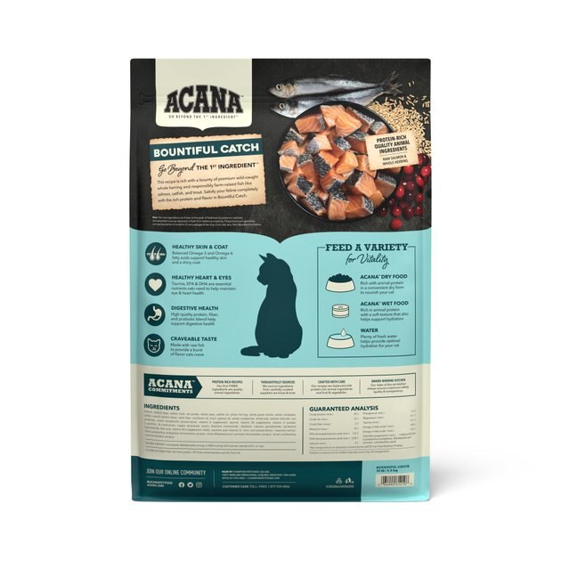ACANA Bountiful Catch High-Protein Adult Dry Cat Food, 10-lb bag - Chewy.com