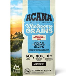 ACANA Singles + Wholesome Grains Limited Ingredient Diet Duck & Pumpkin Recipe Dry Dog Food, 22.5-lb bag