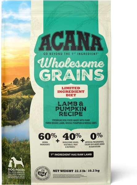 ACANA Singles + Wholesome Grains Limited Ingredient Diet Lamb & Pumpkin Recipe Dry Dog Food, 22.5-lb bag slide 1 of 11