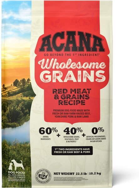 ACANA Wholesome Grains Red Meat Recipe Gluten-Free Dry Dog Food, 22.5-lb bag slide 1 of 11