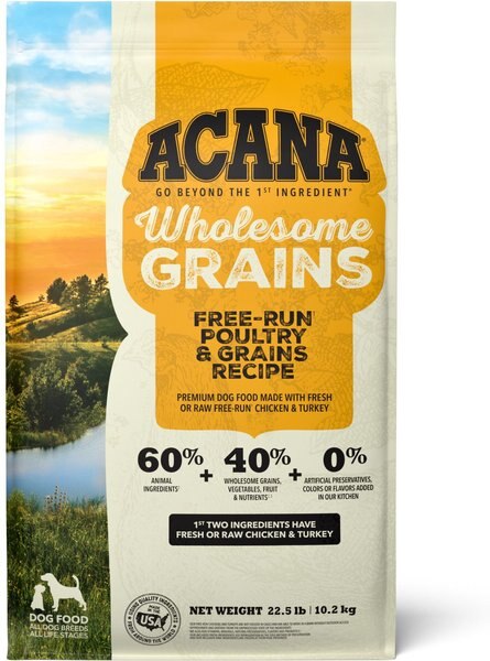 ACANA Free-Run Poultry Recipe + Wholesome Grains Gluten-Free Dry Dog Food, 22.5-lb bag slide 1 of 11