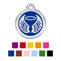 Red Dingo Angel Wings Stainless Steel Personalized Dog & Cat ID Tag, Blue, Medium