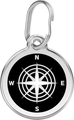 Red Dingo Compass Stainless Steel Personalized Dog & Cat ID Tag, Black, slide 1 of 1