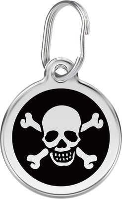 Red Dingo Skull & Crossbones Stainless Steel Personalized Dog & Cat ID Tag, slide 1 of 1