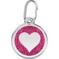 Red Dingo Glitter Heart Stainless Steel Personalized Dog & Cat ID Tag, Pink, Medium