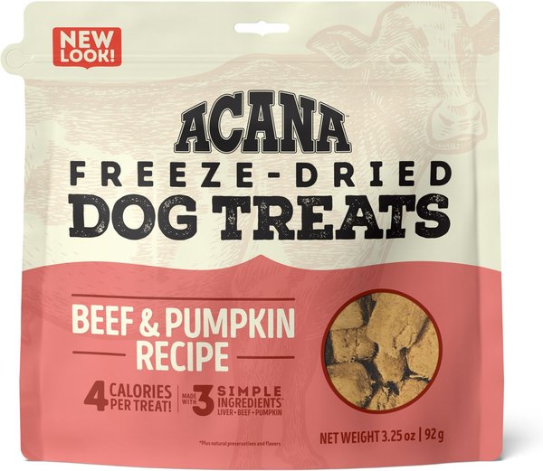 ACANA Singles Beef & Pumpkin Formula Grain-Free Freeze-Dried Dog Treats, 3.25-oz bag slide 1 of 5