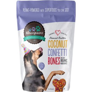 Threepaws Gourmet Coconut Confetti Bones Dog Treats, 7-oz bag