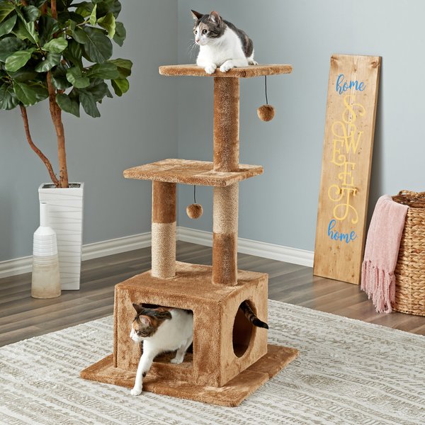 Two By Two The Willow 43.7-in Faux-Fleece Cat Tree & Condo, Brown slide 1 of 5