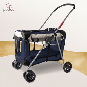 PetLuv Happy Cat Soft-Sided 3-in-1 Pet Stroller, Navy, Large