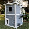 Petsfit 2-Story Weatherproof Outdoor Cat House, Gray